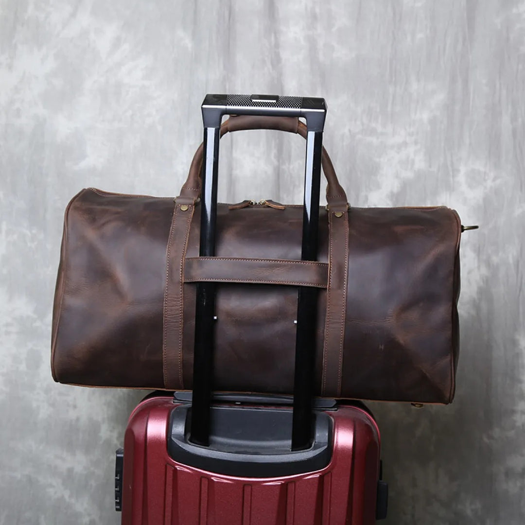 Borsa da viaggio uomo in vera pelle – Borsa cilindrica polochon