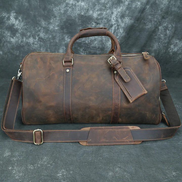 Borsa da viaggio uomo in vera pelle – scomparto per scarpe e tracolla