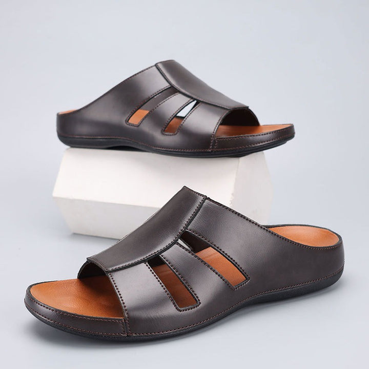 Offene Herrensandalen aus Leder – Gepolsterter, bequemer Casual Schnitt