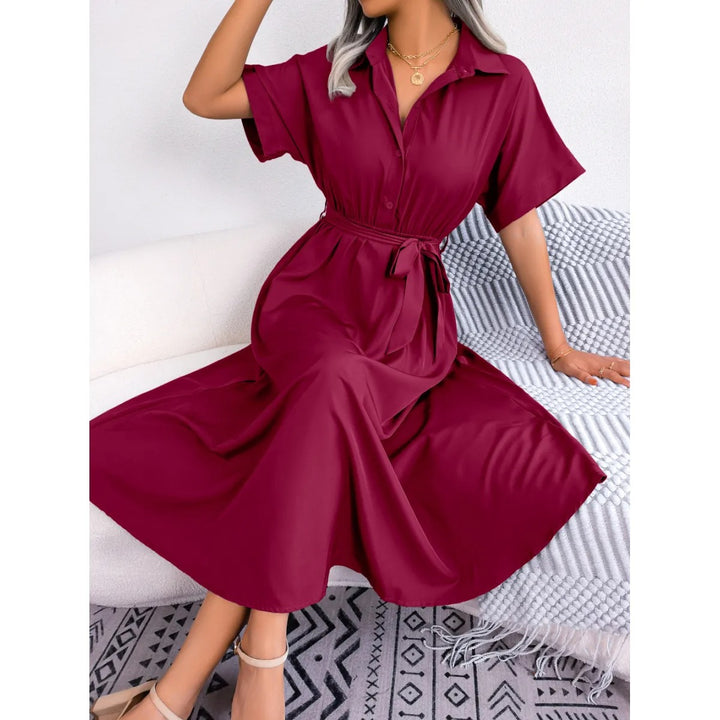 Lockeres Damenhemdkleid – Gebundener Gürtel & Lässiger Schnitt