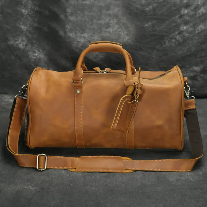 Borsa da viaggio uomo in vera pelle – scomparto per scarpe e tracolla