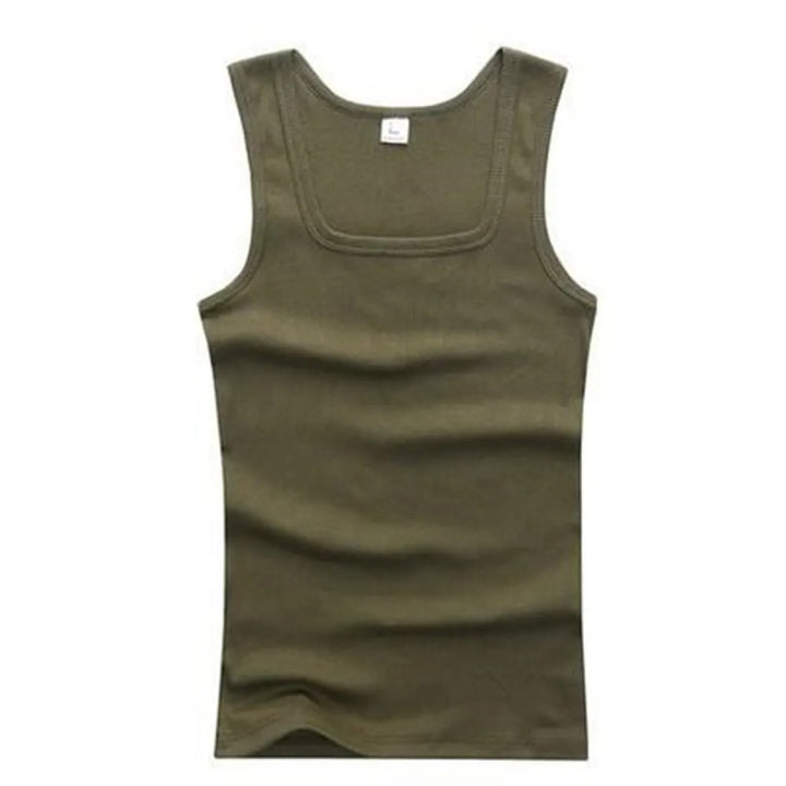 Men's Square Neck Cotton Tank Top – Relaxed Fit Sleeveless