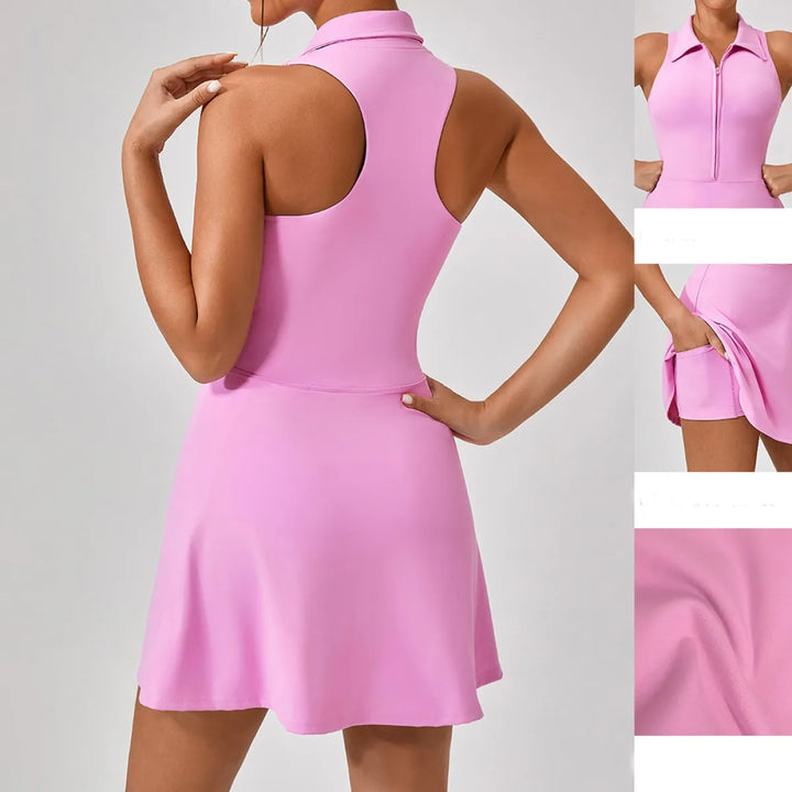 Robe Femme Col Polo – Fermeture Zippée Sans Manches