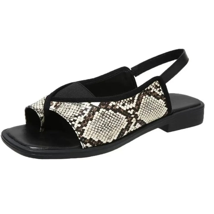 Flache Damensandalen mit quadratischer Spitze – leichter Slip-On-Stil