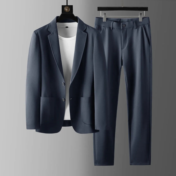 Men's Slim Two-Piece Suit – Lightweight Ice Silk Fabric
