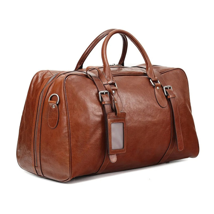 Borsa da viaggio uomo in pelle – Borsa duffle strutturata con tracolla regolabile