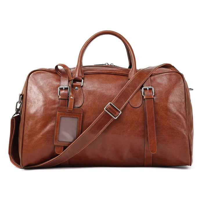 Borsa da viaggio uomo in pelle – Borsa duffle strutturata con tracolla regolabile