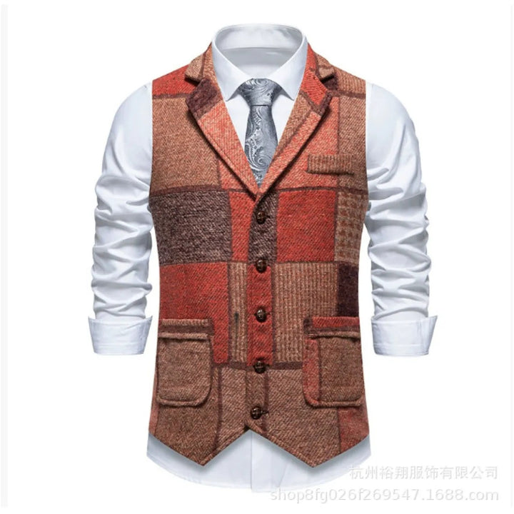 Herrenweste im Patchwork-Stil – Figurbetonter und strukturierter Schnitt aus strukturiertem Stoff