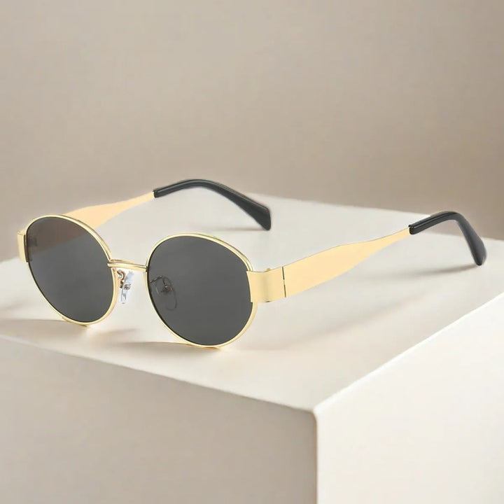 Lunettes de Soleil Femme Ovales Monture Métal – Protection UV400 Style Vintage
