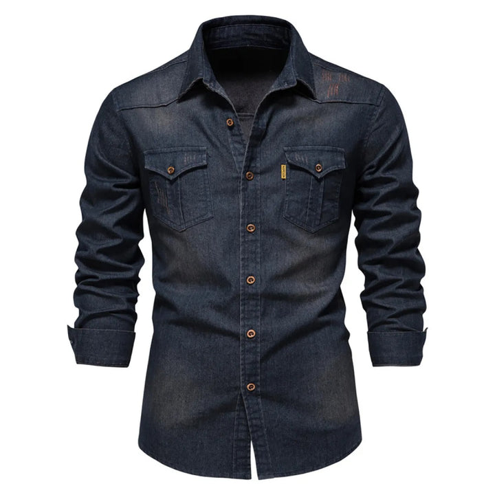 Herren-Jeanshemd – Langarm mit Brusttaschen
