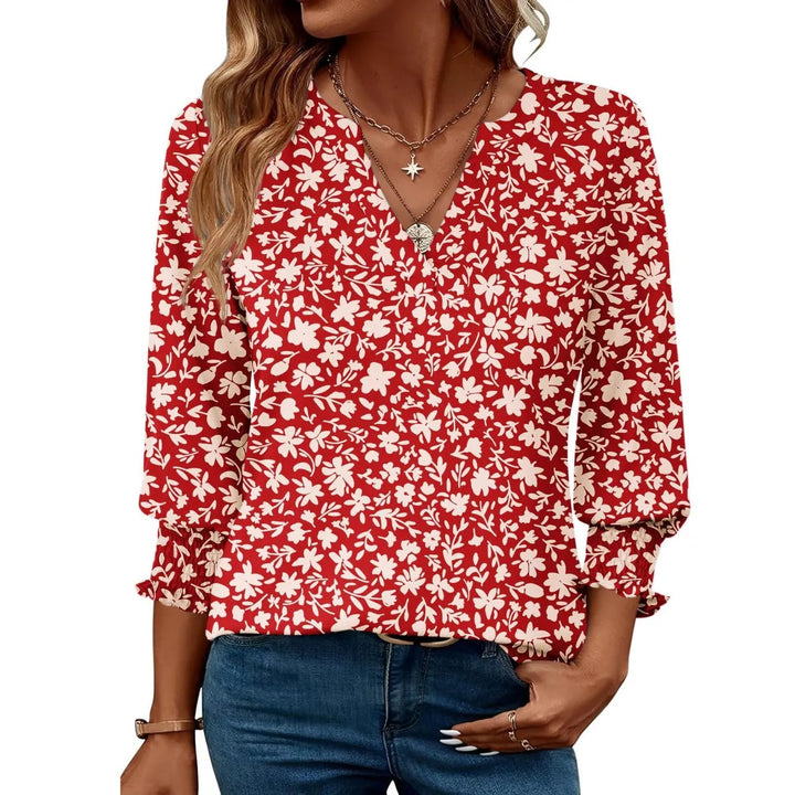 Blusa donna con stampa floreale – maniche a tre quarti casual