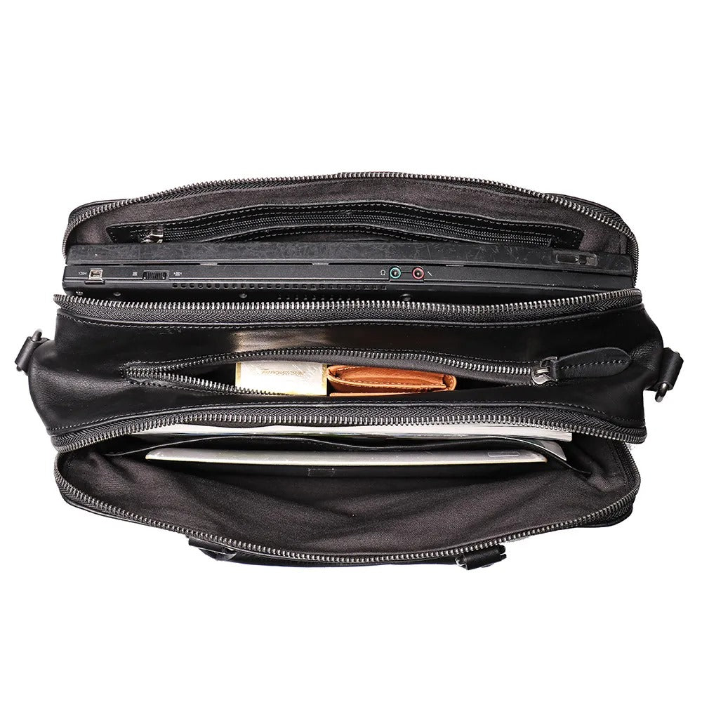Mallette Homme en Cuir de Vachette – Grande Capacité, Coupe Structurée