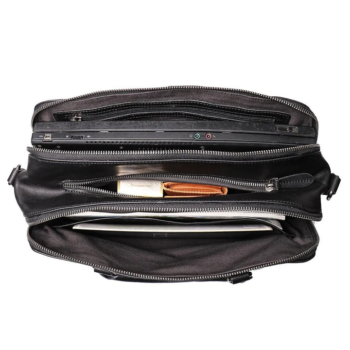 Mallette Homme en Cuir de Vachette – Grande Capacité, Coupe Structurée