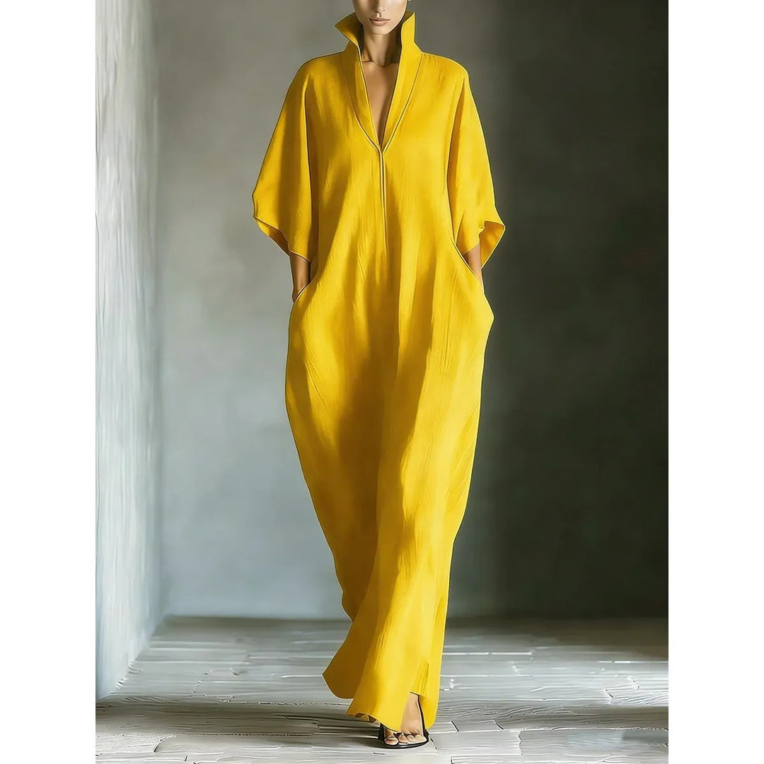 Maxikleid für Damen – lässiger Wellenschnitt mit V-Ausschnitt