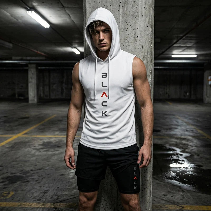 Ensemble Homme Deux Pièces – Hoodie Sans Manches et Short Graphique Léger