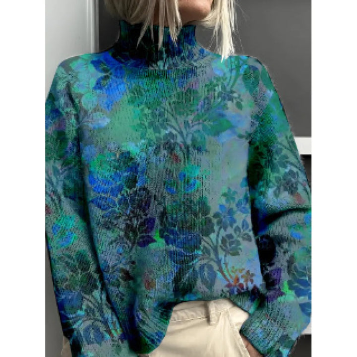 Damen-Rollkragenpullover – Lässiger Schnitt mit Blumenmuster