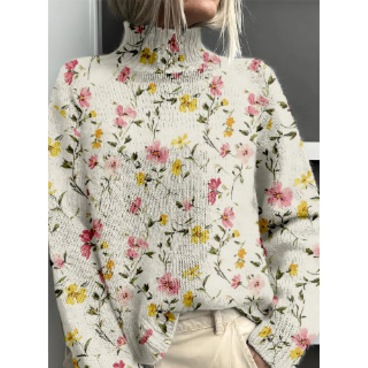 Damen-Rollkragenpullover – Lässiger Schnitt mit Blumenmuster