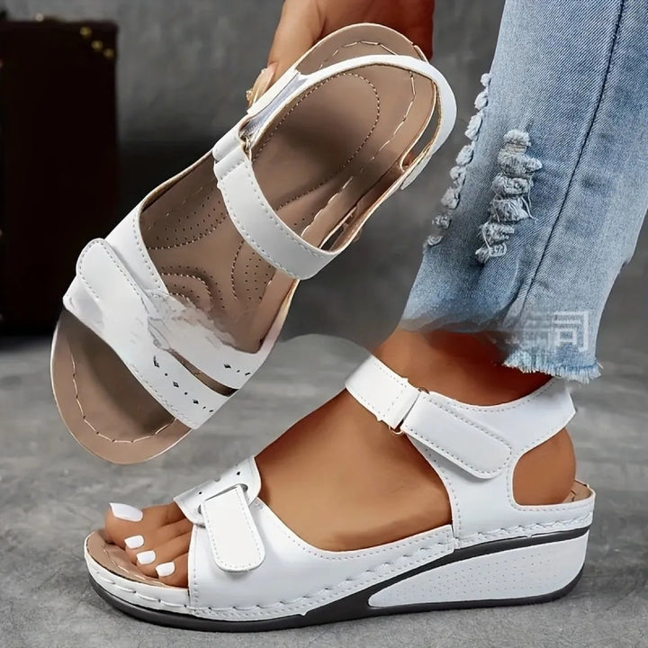 Sandales Compensées Femme en Microfibre – Bride Cheville Confort