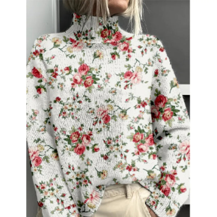 Damen-Rollkragenpullover – Lässiger Schnitt mit Blumenmuster