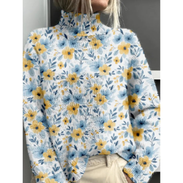Damen-Rollkragenpullover – Lässiger Schnitt mit Blumenmuster