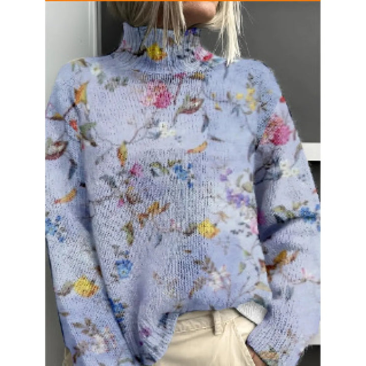 Damen-Rollkragenpullover – Lässiger Schnitt mit Blumenmuster