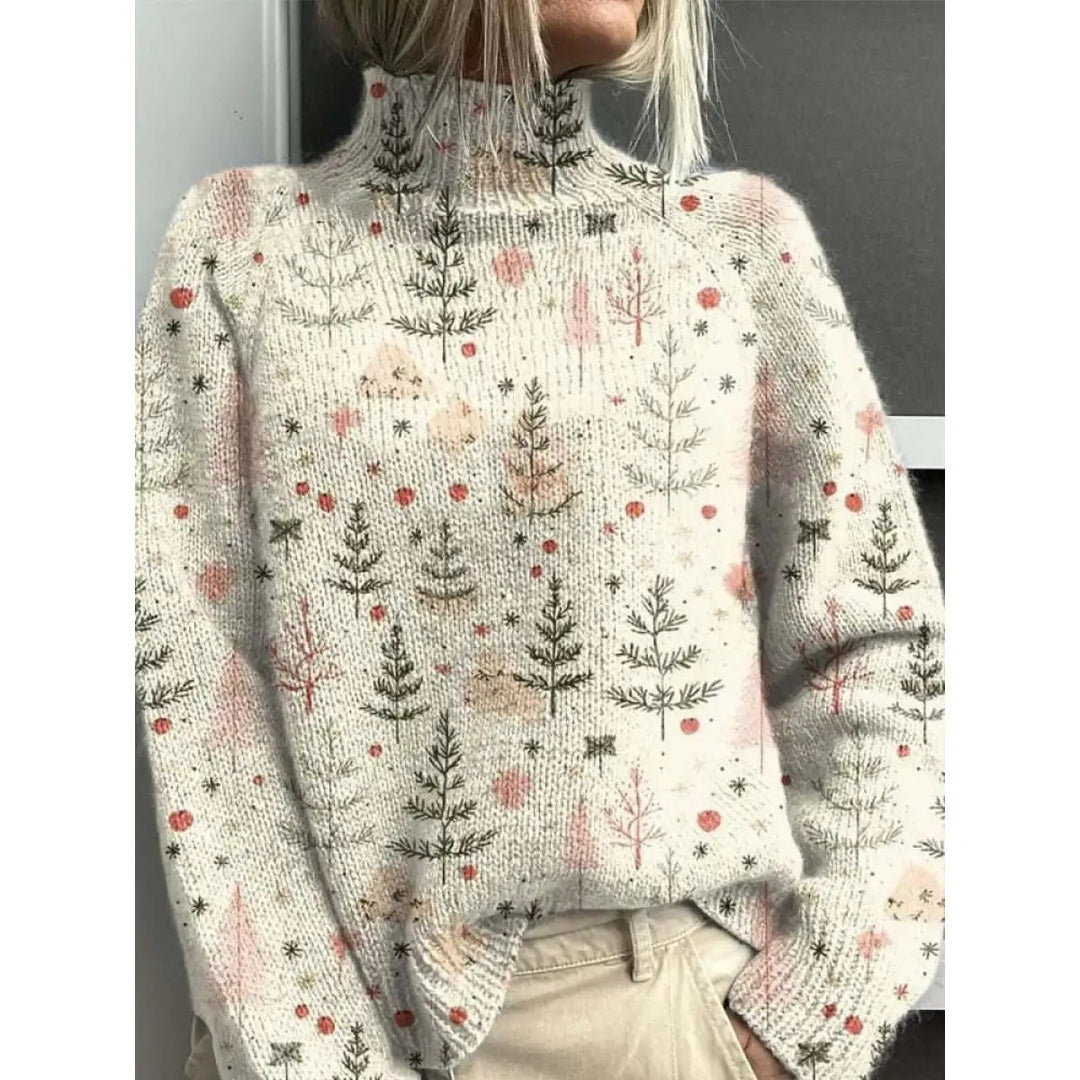 Damen-Rollkragenpullover – Lässiger Schnitt mit Blumenmuster