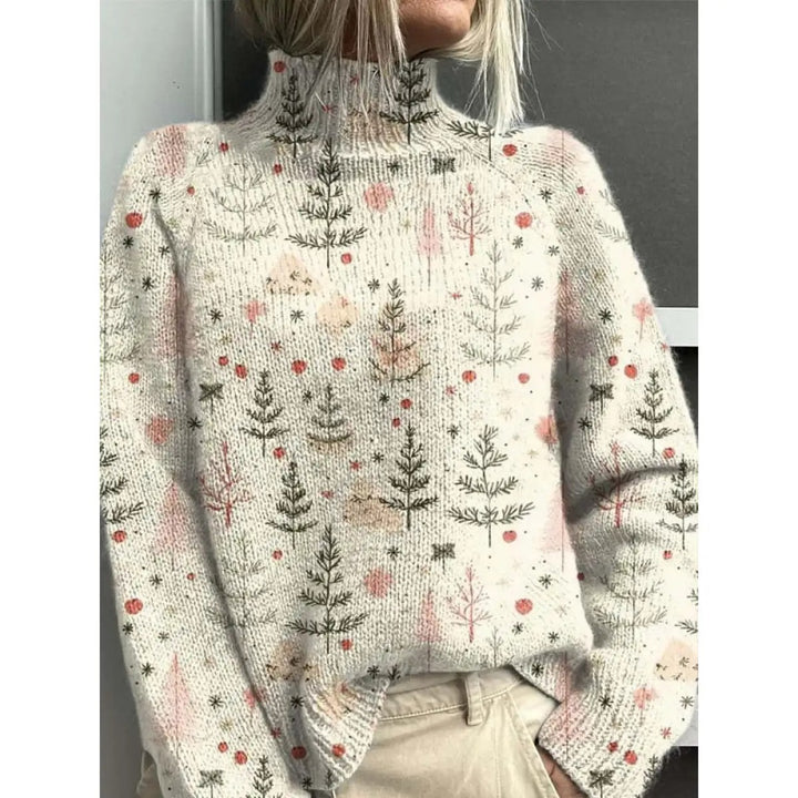 Damen-Rollkragenpullover – Lässiger Schnitt mit Blumenmuster
