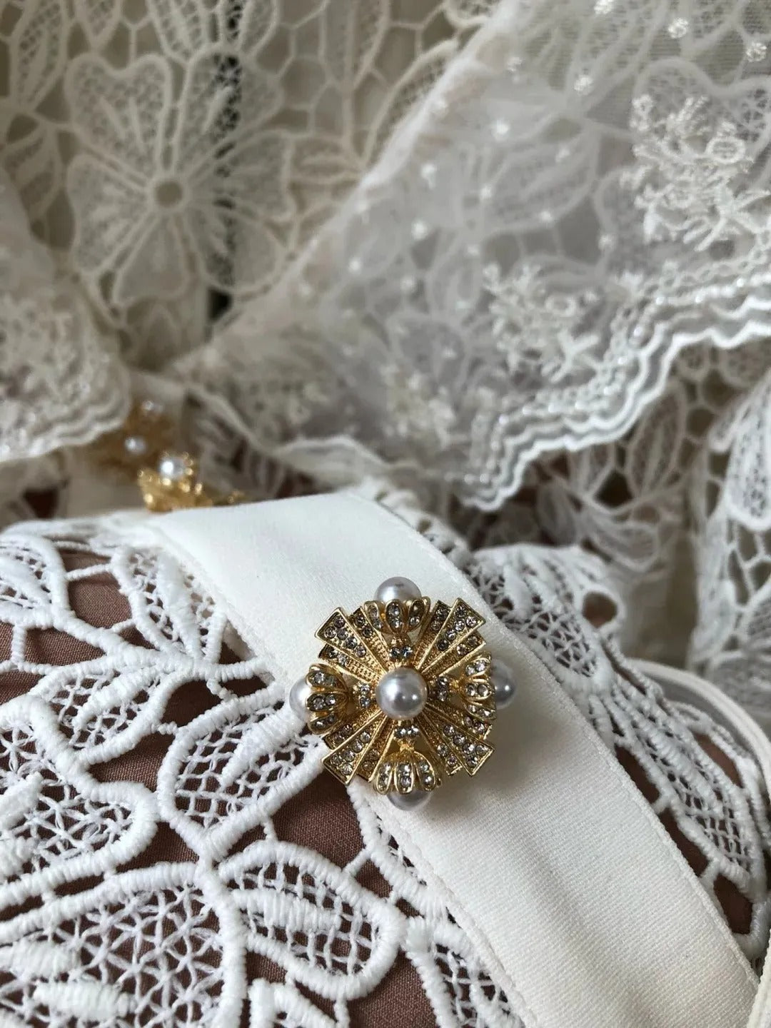 Women's Short Sleeve Robe with Lapel Collar – Handmade Lace Detail