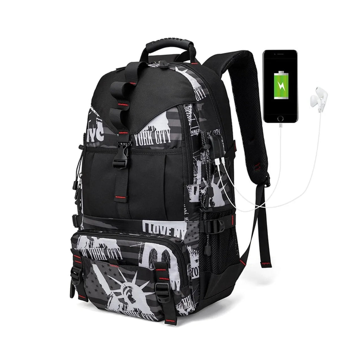 Men's Oxford Waterproof Backpack – Multi-Pocket with USB Port