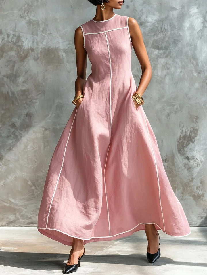 Langes ärmelloses Damenkleid – figurbetonter minimalistischer Schnitt, A-Linie