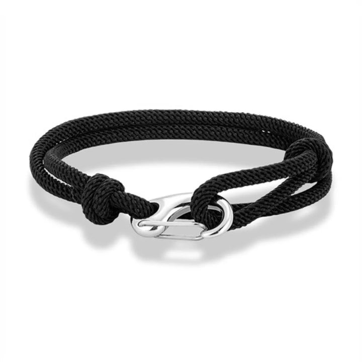 Geflochtenes Doppelwickel-Armband – Verschluss aus poliertem Edelstahl