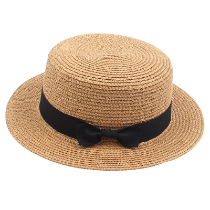 Damen Strohhut Canotier – Klassisches Elegantes Band