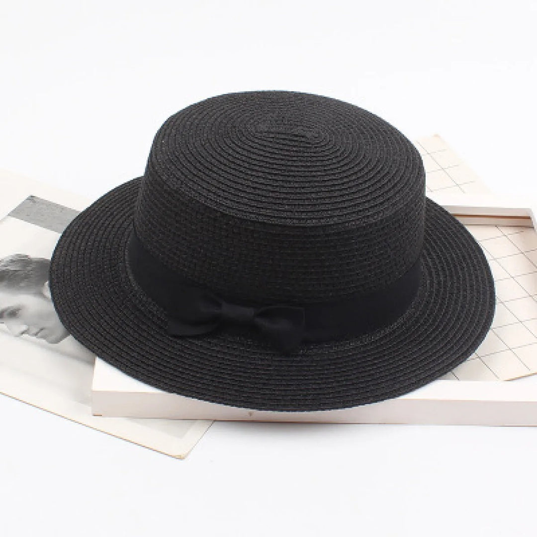 Damen Strohhut Canotier – Klassisches Elegantes Band