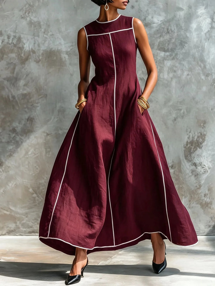 Langes ärmelloses Damenkleid – figurbetonter minimalistischer Schnitt, A-Linie