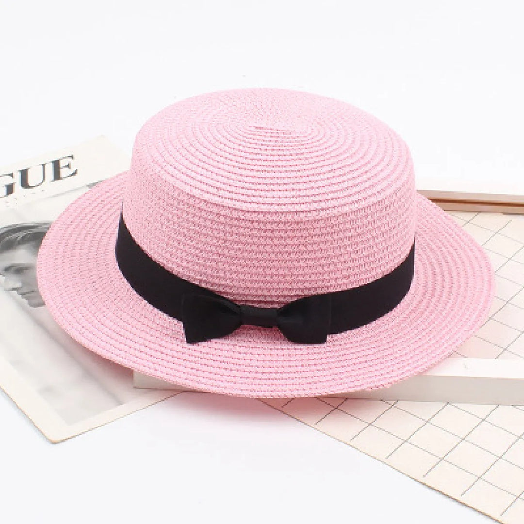 Damen Strohhut Canotier – Klassisches Elegantes Band