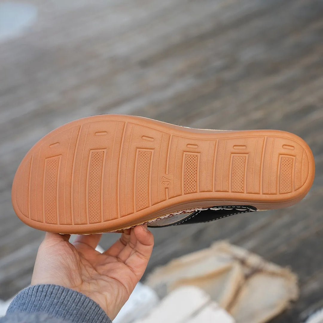 Sandali con Zeppa Donna Punta Aperta – Fasce Incrociate Color Block