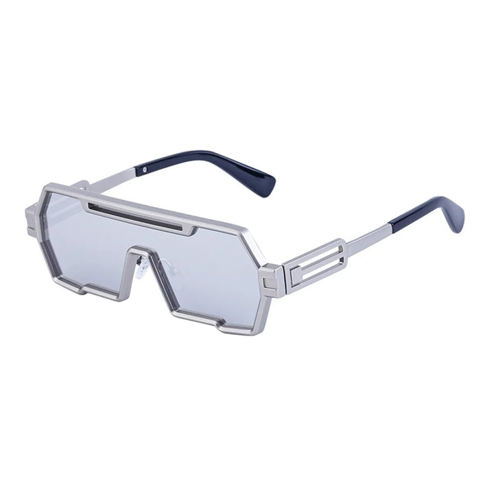 Unisex Sonnenbrille mit quadratischem Metallgestell – Steampunk-Stil UV-Schutz
