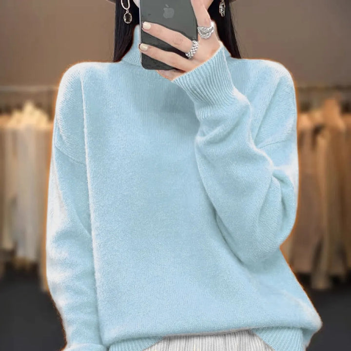 Damen-Rollkragenpullover aus Wolle – bequemer Grobstrick