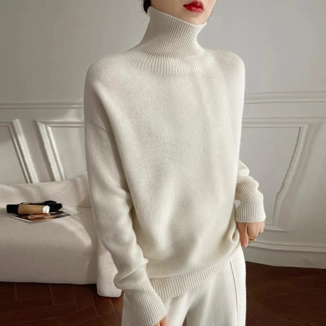 Damen-Rollkragenpullover aus Wolle – bequemer Grobstrick