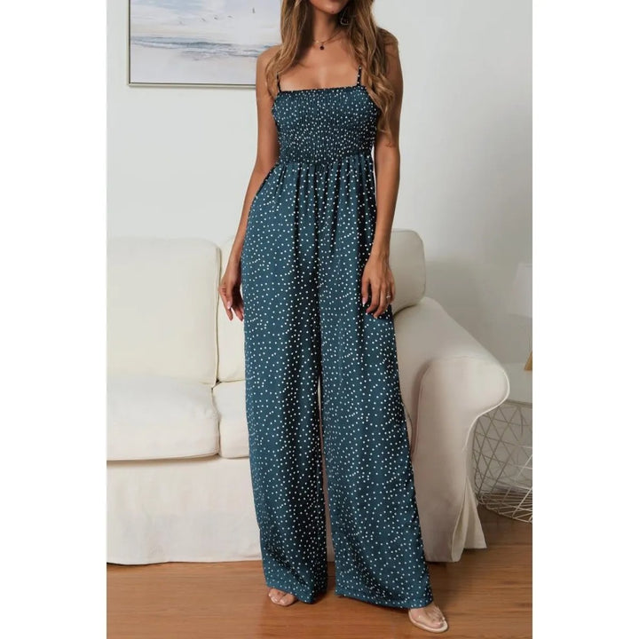 Combinaison Femme à Pois – Haut Smocké & Jambes Palazzo Fluides