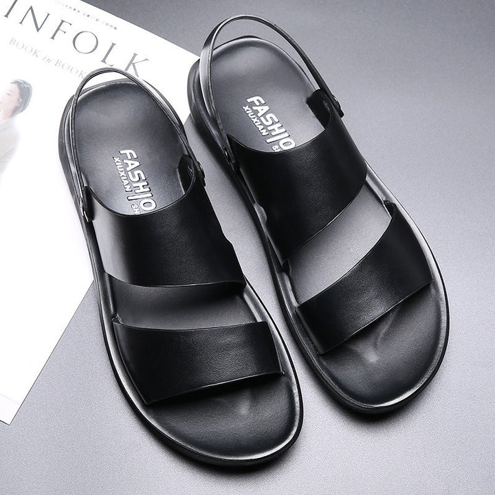 Men's Smooth Leather Slingback Sandals – Lightweight Cushioned Sole
