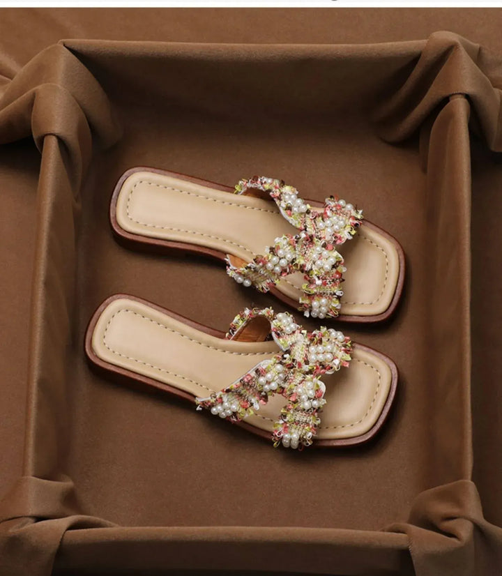 Sandales Femme Vintage Perles – Silhouette Classique Été