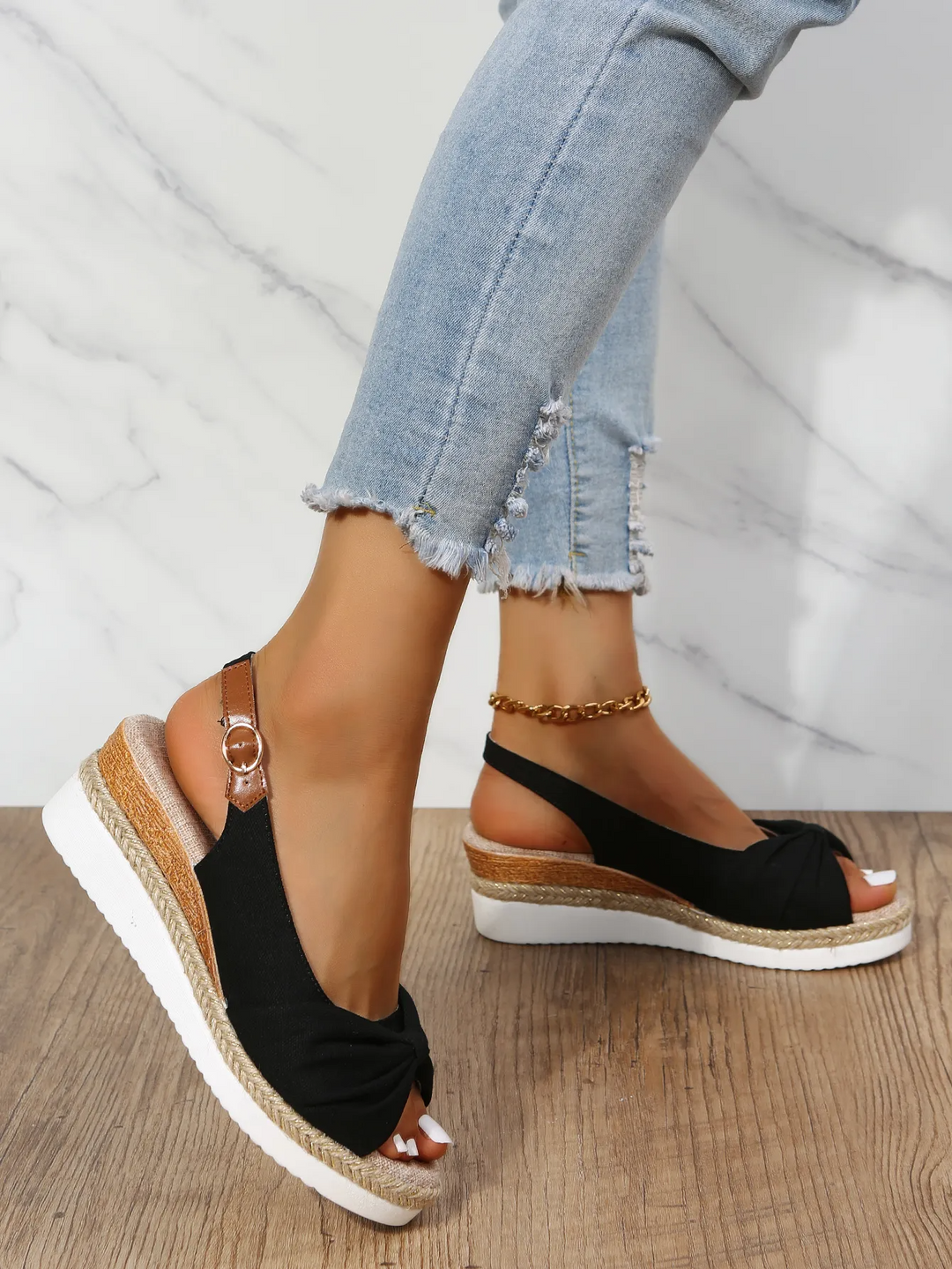 Women's Hemp Rope Wedge Sandals – Bohemian Bow