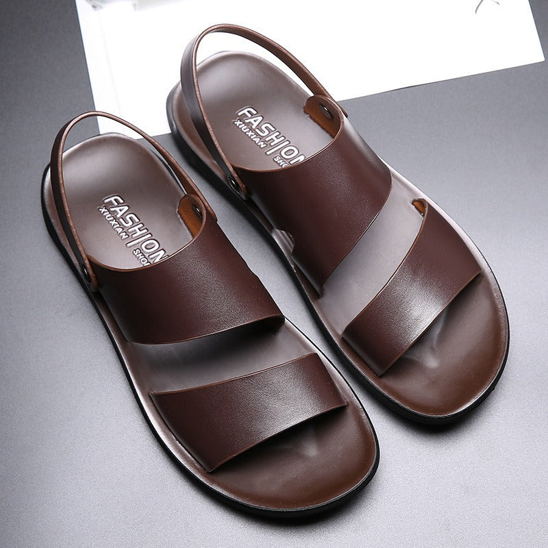 Men's Smooth Leather Slingback Sandals – Lightweight Cushioned Sole