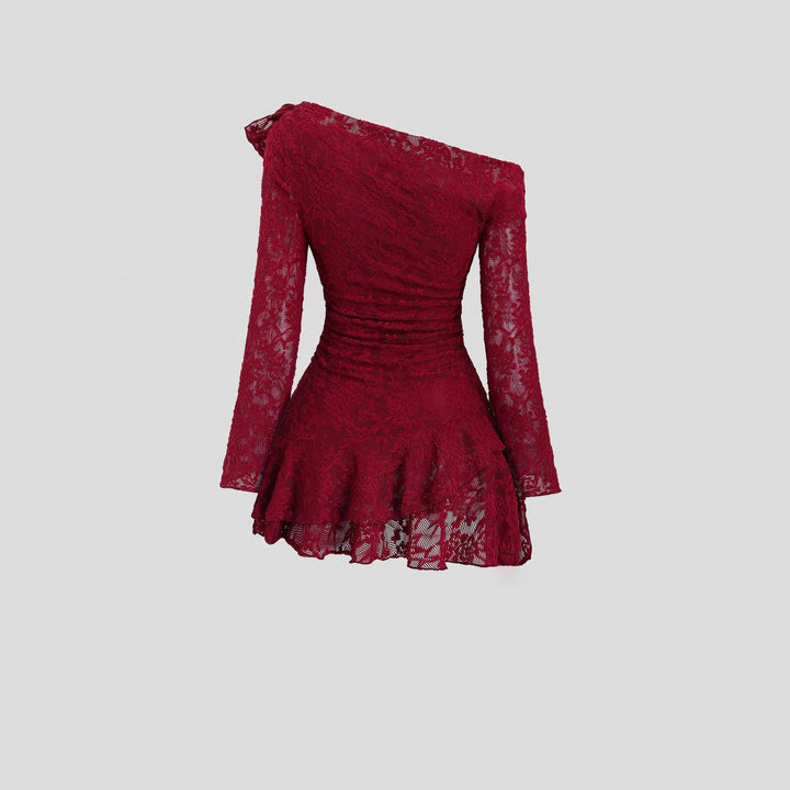 Robe Courte Femme en Dentelle Florale – Doublée et Ajustée
