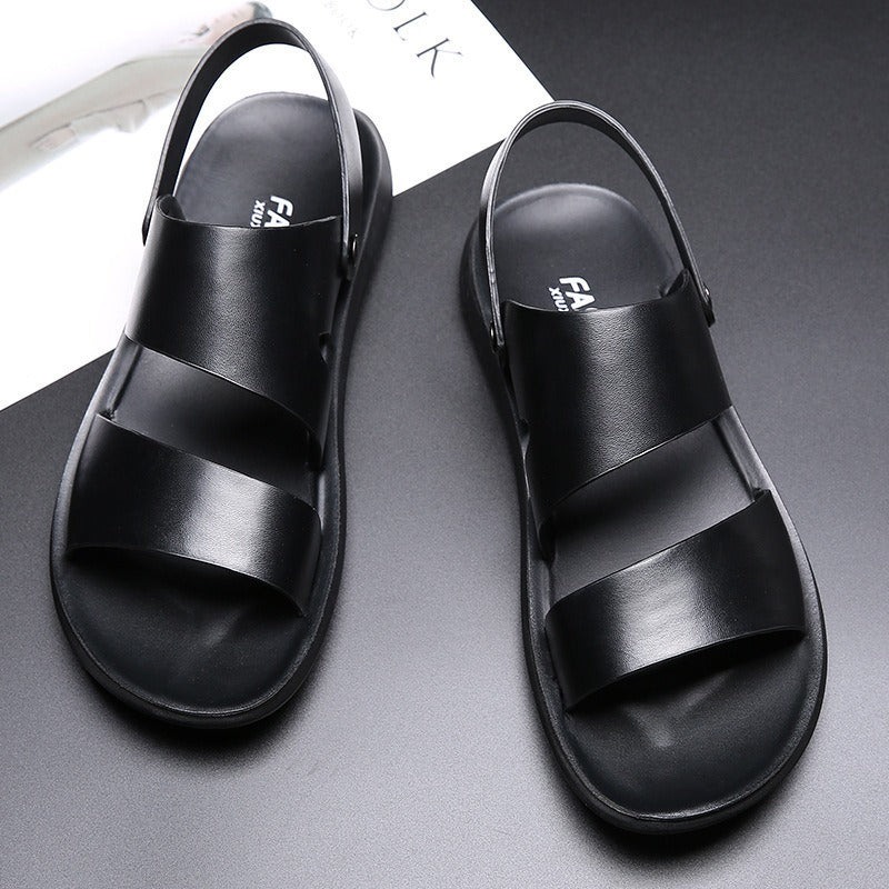 Men's Smooth Leather Slingback Sandals – Lightweight Cushioned Sole