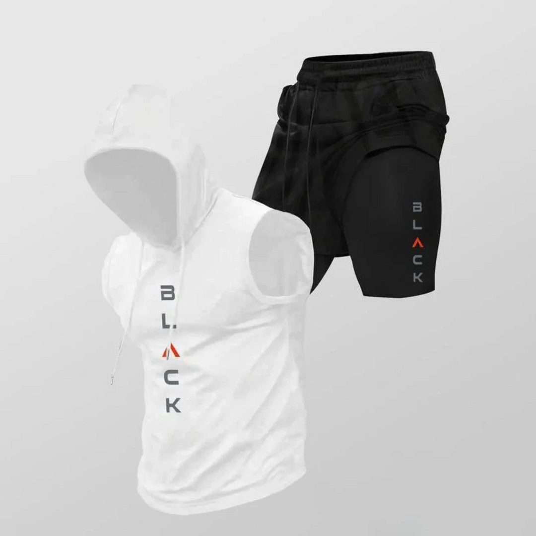 Ensemble Homme Deux Pièces – Hoodie Sans Manches et Short Graphique Léger