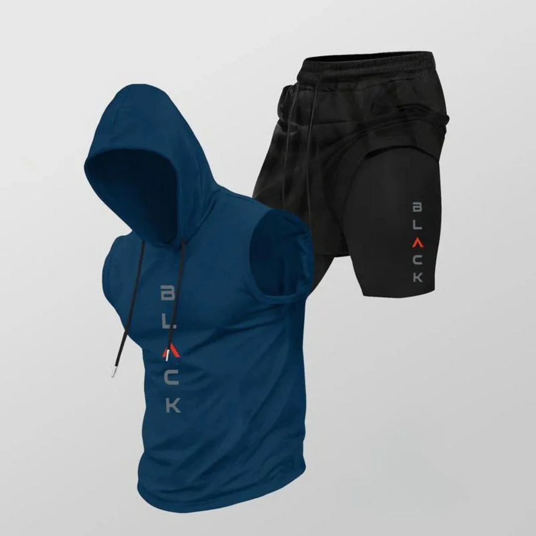 Ensemble Homme Deux Pièces – Hoodie Sans Manches et Short Graphique Léger