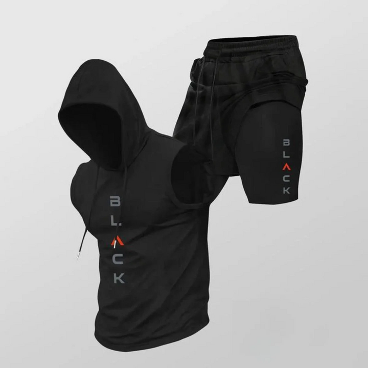 Ensemble Homme Deux Pièces – Hoodie Sans Manches et Short Graphique Léger