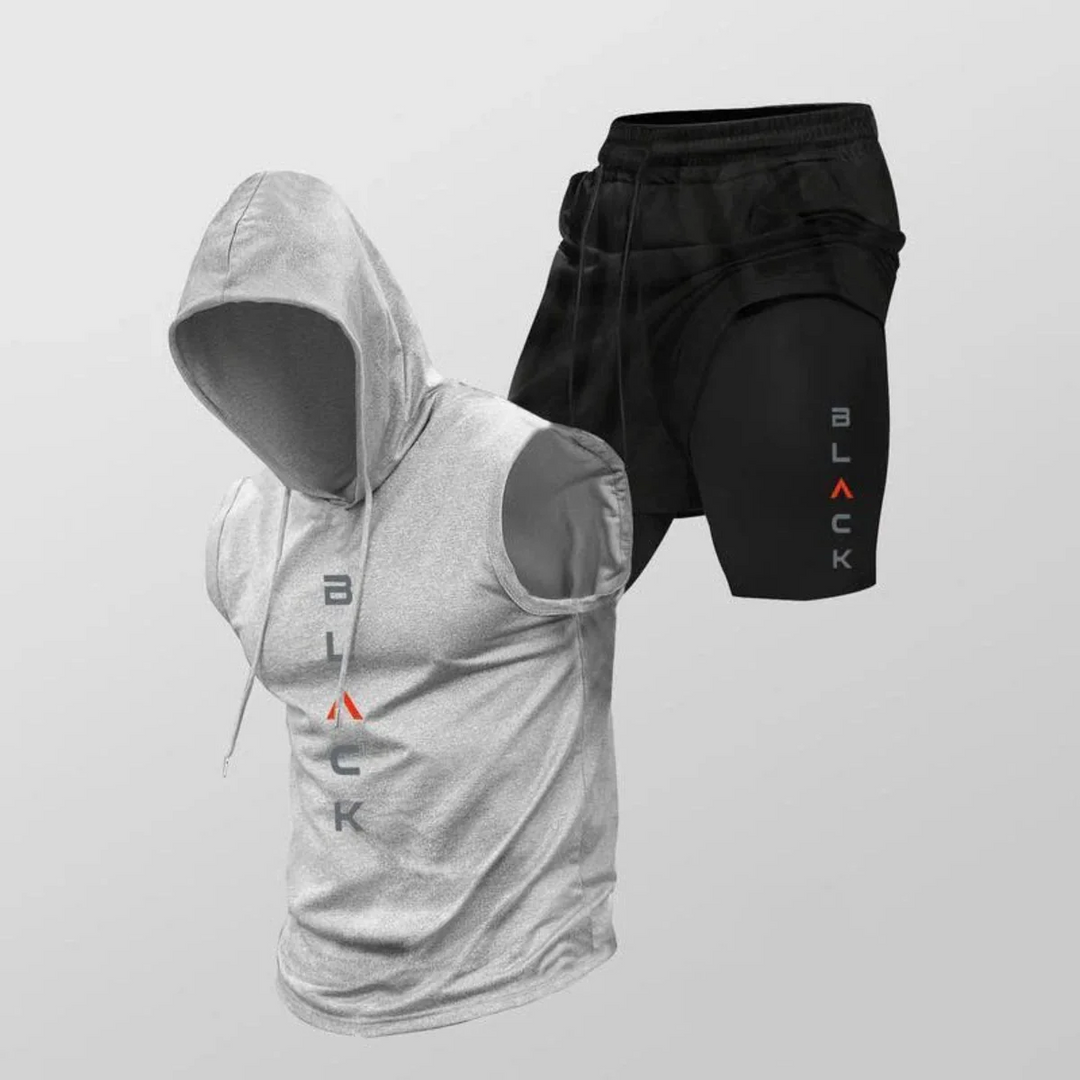 Ensemble Homme Deux Pièces – Hoodie Sans Manches et Short Graphique Léger